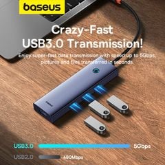 Hub Mở Rộng Kết Nối Baseus UltraJoy Series 5-Port HUB Space Grey (Type-C to USB3.0*4 + PD*1)