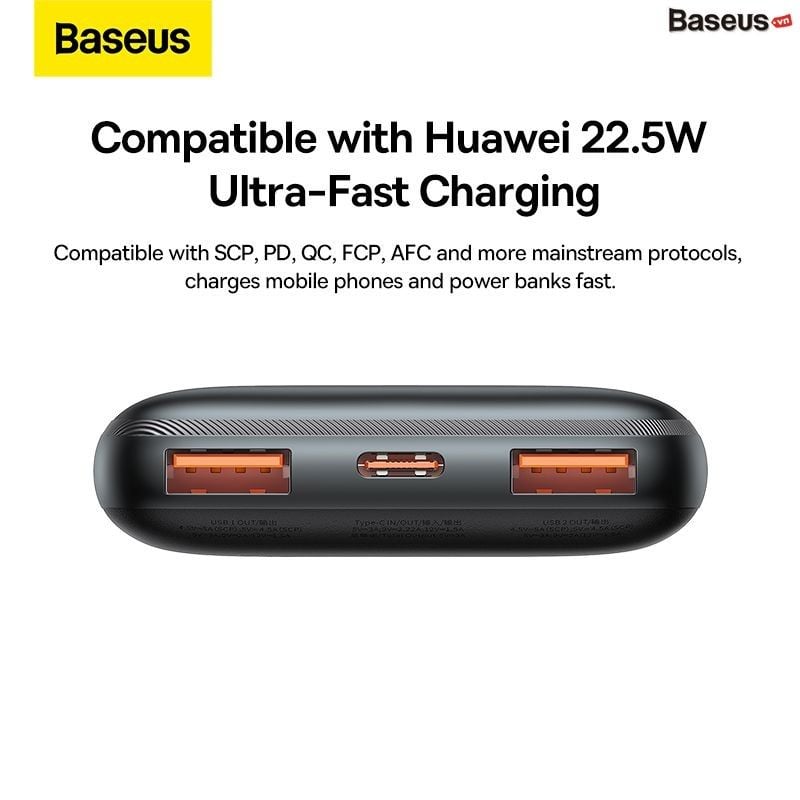 Pin Dự Phòng Sạc Nhanh Thế Hệ Mới Baseus Bipow Pro Digital Display Fast Charge Power Bank 10000mAh/20,000mAh -  22.5W/20W (Kèm Cáp Type C 3A 30cm)