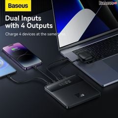 Pin dự phòng Baseus Blade 100W – 20000mAh, 4 cổng (2C + 2USB), sạc nhanh laptop, màn hình LED, kèm cáp C to C