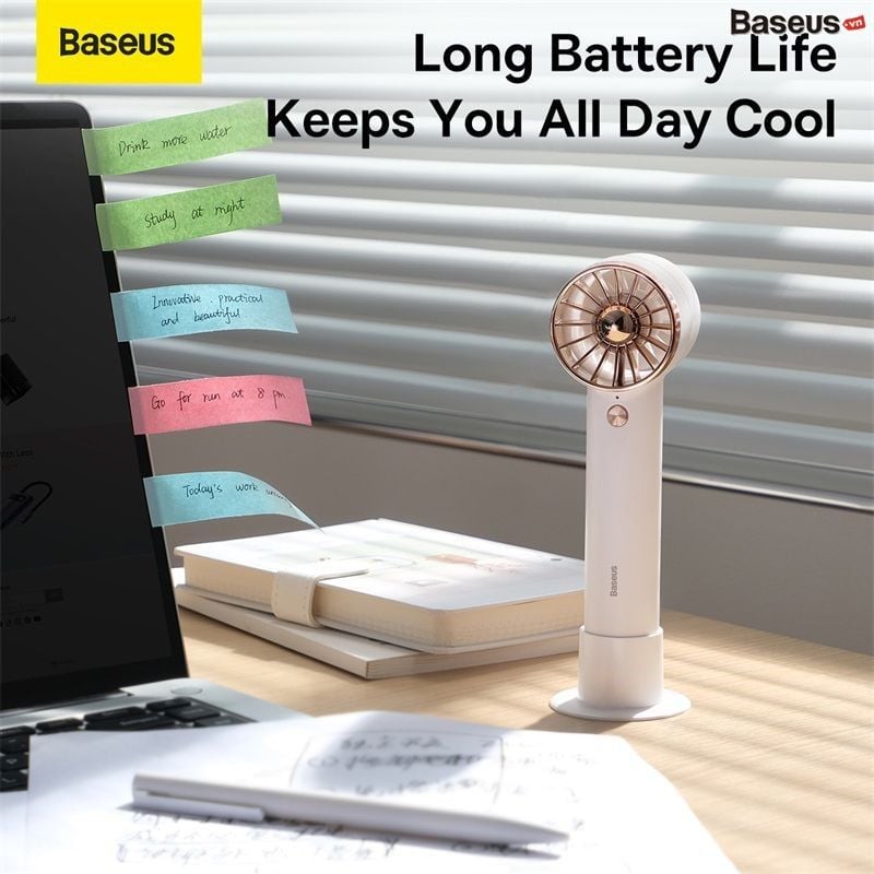 Quạt Mini Cầm Tay Baseus Flyer Turbine Handheld Fan 2000mAh (Tích hợp cáp sạc Lightning cho iPhone）