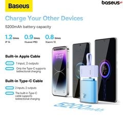 Pin dự phòng Baseus Popsicle 5200mAh – Sạc nhanh 20W PD/QC/AFC/FCP, tặng cáp C to C 60W, nhỏ gọn, tiện lợi mang theo