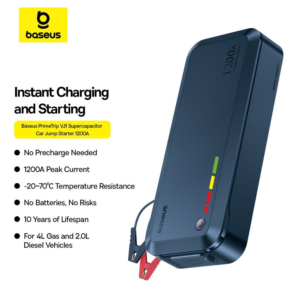 Bộ Kích Bình Siêu Tụ Cho Ô Tô Baseus PrimeTrip VJ1 Supercapacitor 1200A (1200A Peak Current, -20~70C Temperature Resistance)