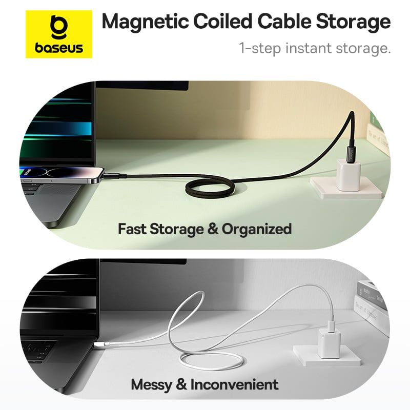 Cáp Sạc Nhanh Dây Nam Châm Chống Rối Baseus Tungsten Gold Magnetic C to Lightning 20W (480Mbps)