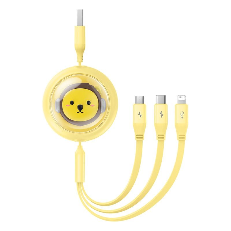 Cáp Sạc Nhanh Đa Năng Baseus Leo Retractable Charging Cable 3-in-1 USB to M+L+C 3.5A 1.1m