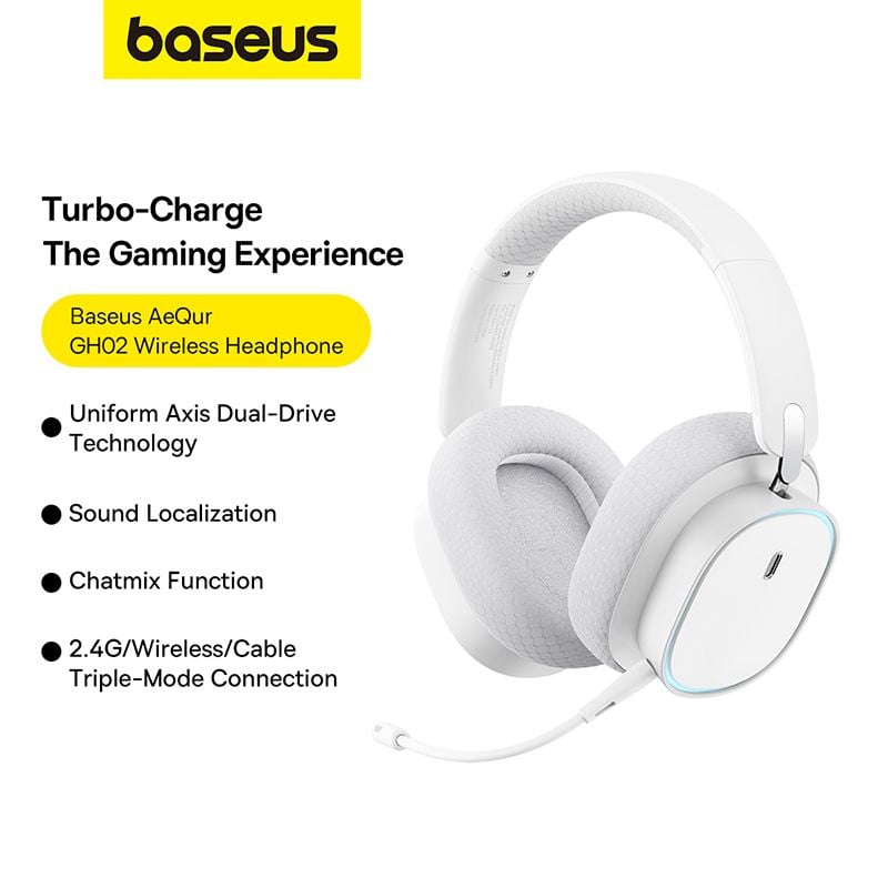 Tai nghe không dây Baseus AeQur GH02 – Gaming, Driver 40mm, 2.4G/Wireless/Cable, LED RGB, âm thanh sống động, đeo êm