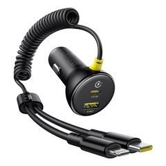 Tẩu Sạc Cho Ô Tô Baseus Circular Plastic Car Charger 60W (With 1.4m Spring Cable)