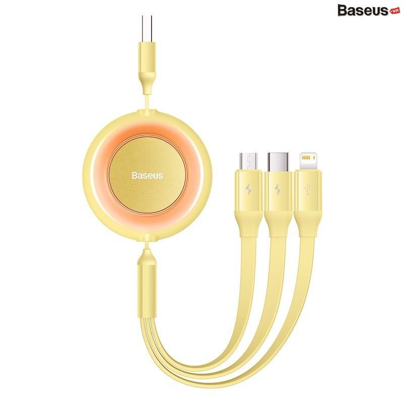 Cáp Sạc Dây Rút Thế Hệ Mới Baseus Bright Mirror 2 Series Retractable 3-in-1 Fast Charging Data Cable (USB to M+L+C 3.5A 1.1m)