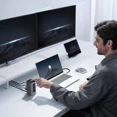 Hub Mở Rộng Đa Năng 12-in-1 Baseus NU1 Air Spacemate (USB-C to 2*HDMI 4K@60Hz+2*USB-C (10Gbps)+2*USB-A (5Gbps)+2*USB-A (480Mbps)+1*RJ45+SD/TF 3.0+1*USB-C (PD))