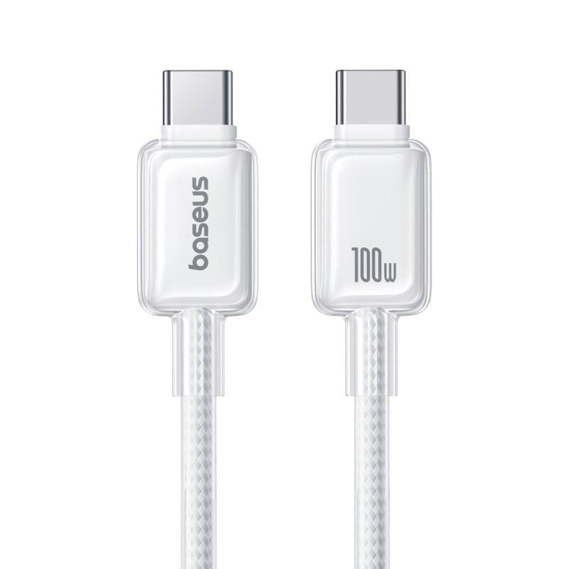 Cáp Sạc Nhanh C to C Baseus Crystal-Clear 100W (480Mbps, Dual-Layer Protection)