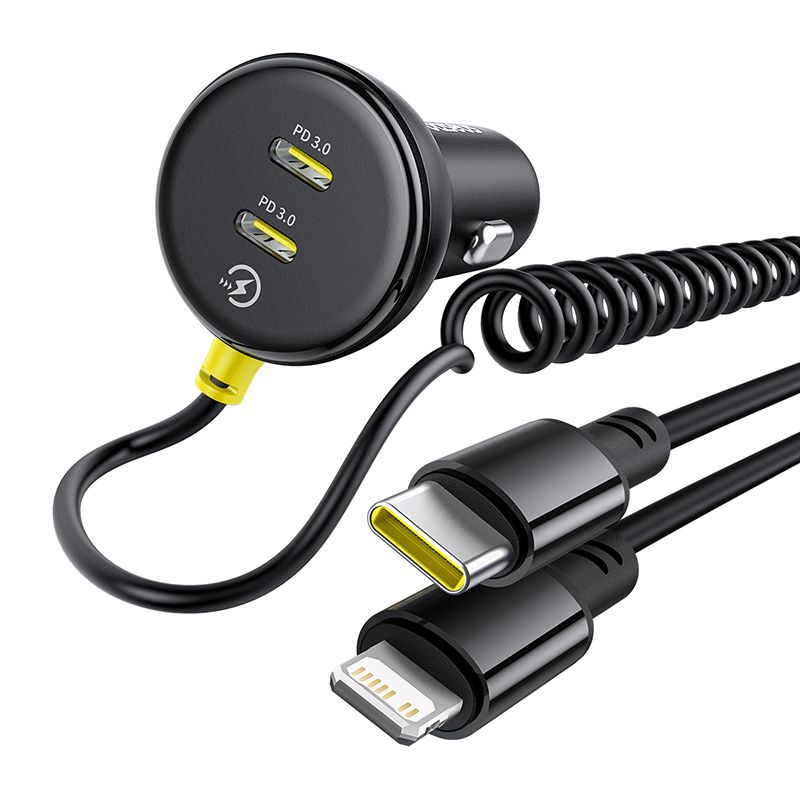Tẩu Sạc Cho Ô Tô Baseus Circular Plastic Car Charger 60W (With 1.4m Spring Cable)