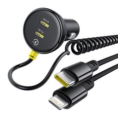 Tẩu Sạc Cho Ô Tô Baseus Circular Plastic Car Charger 60W (With 1.4m Spring Cable)