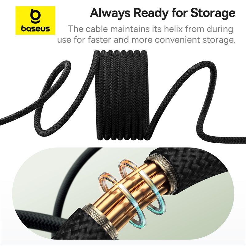 Cáp Sạc Nhanh Dây Nam Châm Chống Rối Baseus Tungsten Gold Magnetic C to C 100W (5A/100W)