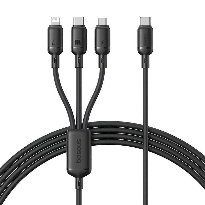 Cáp Sạc Nhiều Đầu Đa Năng Baseus Silky One-for-Three C to M+L+C 100W (1.5m, 480Mbps)