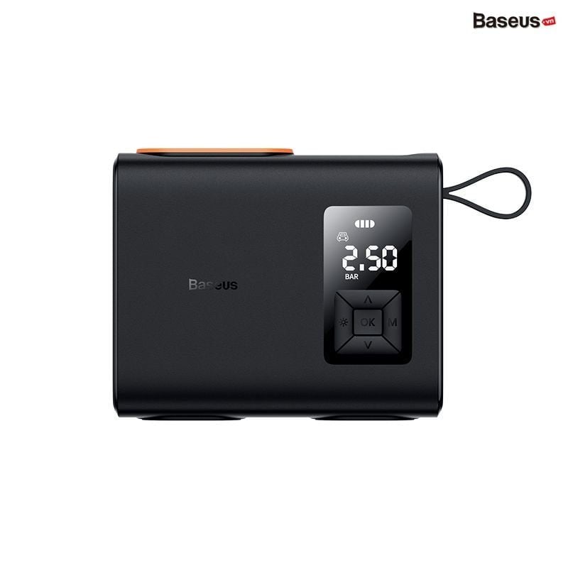 Máy bơm lốp ô tô Baseus Mega EnergyPump 250W – Pin sạc, bơm nhanh, 2 xi-lanh, công suất lớn, màn hình LCD
