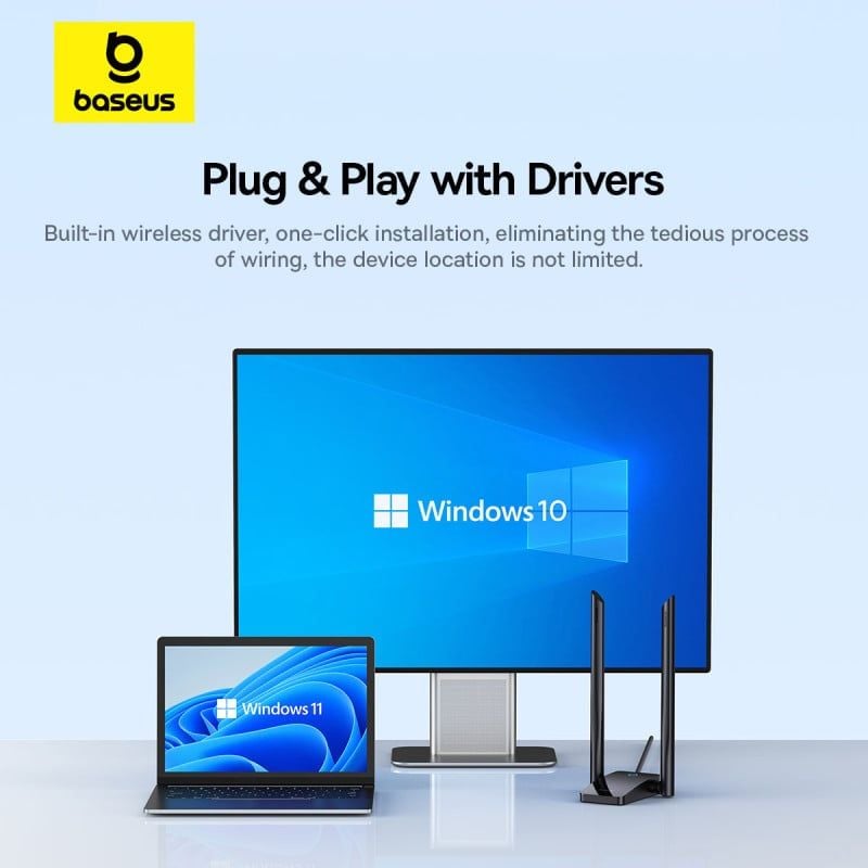 USB Wi-Fi 5/6 Baseus FastJoy Series WiFi Adapter (Ăng-ten ngoài)