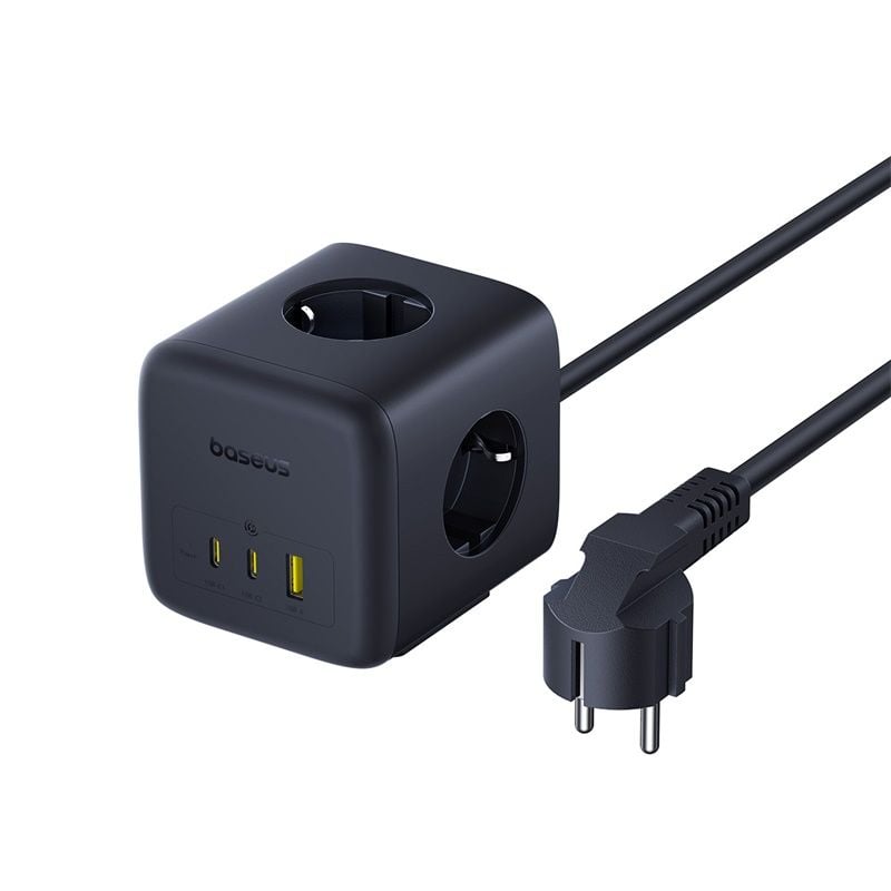 Bộ Sạc Nhanh 3AC+1U+1C Baseus EnerFill FA11 Cube Power Strip 67W (Tích Hợp Dây Nguồn Nối Dài 1.5m Chân EU)