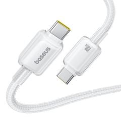 Cáp Sạc Nhanh C to C Baseus Crystal-Clear 100W (480Mbps, Dual-Layer Protection)