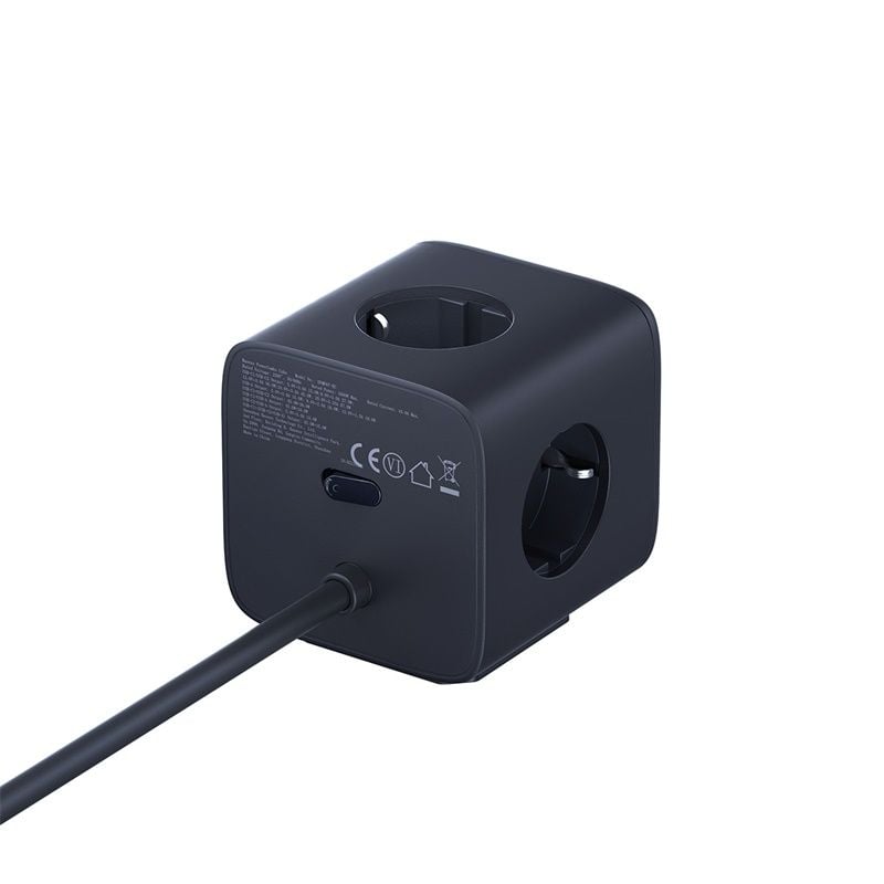 Bộ Sạc Nhanh 3AC+1U+1C Baseus EnerFill FA11 Cube Power Strip 67W (Tích Hợp Dây Nguồn Nối Dài 1.5m Chân EU)