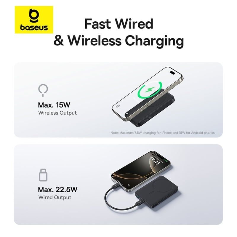 Pin sạc không dây Baseus EnerFill FM11 – 10000mAh, 22.5W, sạc không dây 15W, kèm cáp C to C 60W, siêu nhỏ gọn