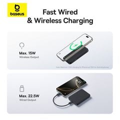 Pin sạc không dây Baseus EnerFill FM11 – 10000mAh, 22.5W, sạc không dây 15W, kèm cáp C to C 60W, siêu nhỏ gọn