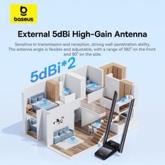 USB Wi-Fi 5/6 Baseus FastJoy Series WiFi Adapter (Ăng-ten ngoài)