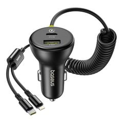 Tẩu Sạc Cho Ô Tô Baseus Circular Plastic Car Charger 60W (With 1.4m Spring Cable)