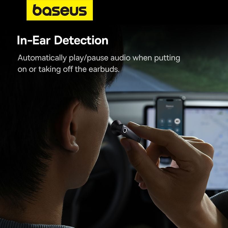 Tai Nghe Bluetooth Tích Hợp Đế Sạc Trên Xe Ô Tô Baseus C-Mic CM10 (Smart Unilateral Wireless Earphone for Car)