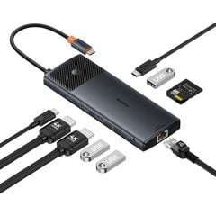 Hub Mở Rộng Kết Nối Baseus Metal Gleam Series II 10-in-1 (1*HDMI4K@120Hz+1*HDMI4K@60Hz+1*RJ45 GbE, 1*SD/TF, 1*PD, 1*Type-C 3.2Gen1 10Gbps, 2*USB2.0, 1*USB3.0)