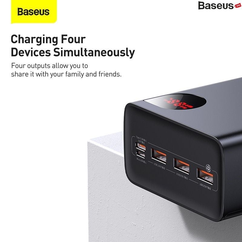 Pin Sạc Dự Phòng Baseus Adaman Digital Display Fast Charge Power Bank 40000mAh 22.5W (With Simple Series Charging Cable USB to Type-C 0.3m Black)