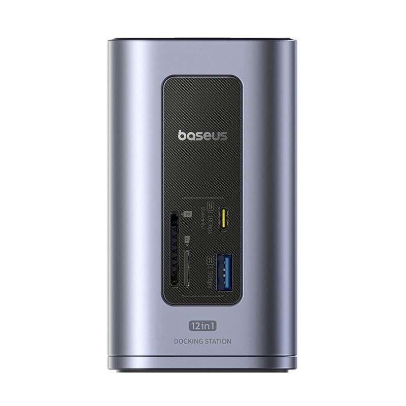 Hub Mở Rộng Đa Năng 12-in-1 Baseus NU1 Air Spacemate (USB-C to 2*HDMI 4K@60Hz+2*USB-C (10Gbps)+2*USB-A (5Gbps)+2*USB-A (480Mbps)+1*RJ45+SD/TF 3.0+1*USB-C (PD))