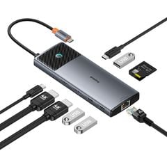 Hub Mở Rộng Kết Nối Baseus Metal Gleam Series II 10-in-1 (1*HDMI4K@120Hz+1*HDMI4K@60Hz+1*RJ45 GbE, 1*SD/TF, 1*PD, 1*Type-C 3.2Gen1 10Gbps, 2*USB2.0, 1*USB3.0)