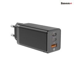 Bộ sạc nhanh đa năng thế hệ mới Baseus GaN Travel Quick Charger 65W cho Smartphone/Tablet/iPad/Macbook/Laptop (Type Cx2 + USB, PD3.0/PPS/QC4.0/SCP/FCP Multi Quick Charge Protocol, GaN Technology)