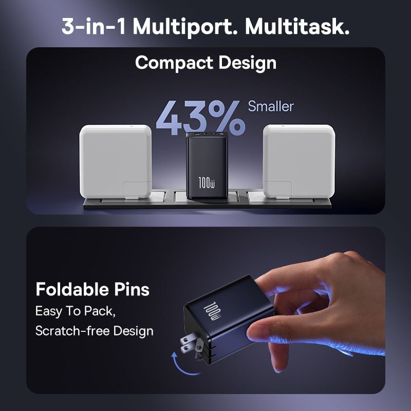 Củ Sạc Nhanh 2C+1A Baseus EnerFill FE11 100W (8-point safety protection)