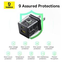 Củ Sạc Nhanh Baseus Palm C+U Charger 20W (USB + Type C Dual Port, 20W PD/QC 3.0 Multi Quick Charge Support)