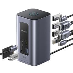 Hub Mở Rộng Đa Năng 12-in-1 Baseus NU1 Air Spacemate (USB-C to 2*HDMI 4K@60Hz+2*USB-C (10Gbps)+2*USB-A (5Gbps)+2*USB-A (480Mbps)+1*RJ45+SD/TF 3.0+1*USB-C (PD))