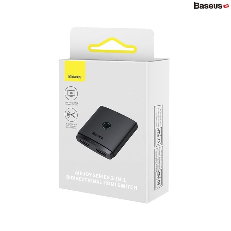 Bộ chuyển HDMI 2 chiều Baseus AirJoy – 1 thiết bị ra 2 màn hoặc 2 thiết bị vào 1 màn, hỗ trợ 4K@60Hz, 2K@120Hz