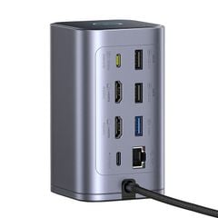 Hub Mở Rộng Đa Năng 12-in-1 Baseus NU1 Air Spacemate (USB-C to 2*HDMI 4K@60Hz+2*USB-C (10Gbps)+2*USB-A (5Gbps)+2*USB-A (480Mbps)+1*RJ45+SD/TF 3.0+1*USB-C (PD))