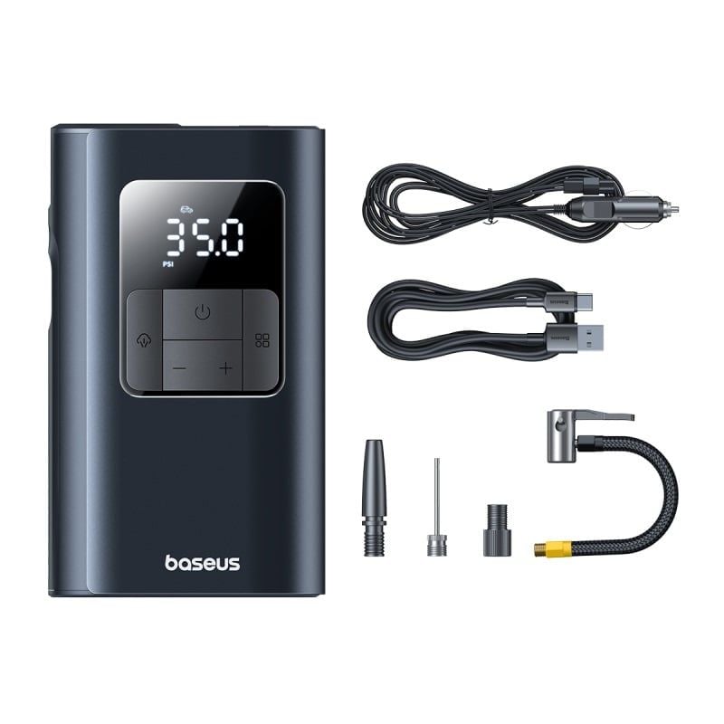Máy Bơm Lốp Ô Tô 2-in-1 Baseus PrimeTrip VA1 (Up to 180 Days Battery Life, Wireless & Wired Modes, Detachable Flashlight, Dual-Port Power Bank)
