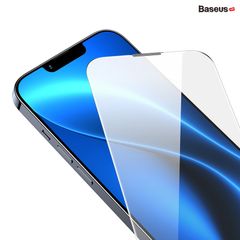 Kính Cường Lực Full HD 8K Cho iPhone 14 series Baseus All-glass SuperCeramic Tempered Glass Film 0.3mm Cellular Dust-proof ( full kính, full viền, Bộ 2 cái + Khung cố định hỗ trợ dán)