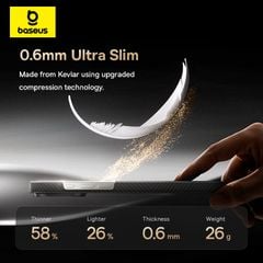 Ốp Lưng Từ Tính Baseus Synthetic Fiber Series For iP 16 Series (0.6mm Ultra Slim, MagSafe Compatibility, Aramid Fiber, Anti-fingerprint, 3D Contoured Edges, Bulletproof-Level Protection, Built-in Temperature Sensing Design)