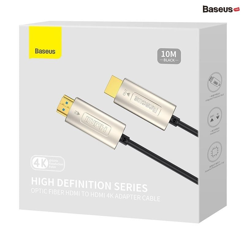 Cáp HDMI sợi quang cao cấp Baseus High Definition Series – HDMI to HDMI, hỗ trợ 4K/60Hz, truyền tín hiệu tốc độ cao