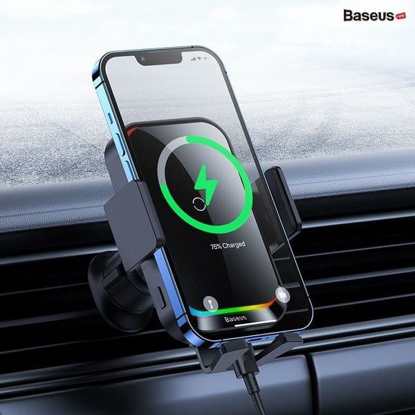 Đế Giữ Điện Thoại Tích Hợp Sạc Không Dây Trên Ô Tô Baseus Halo Electric Wireless Charging Car Mount 15W