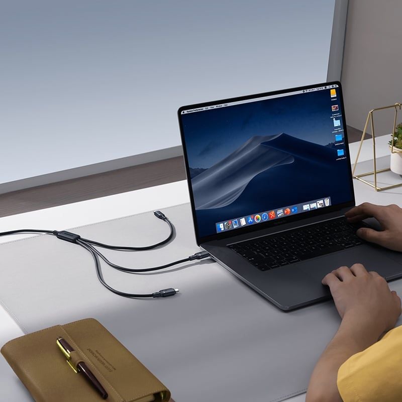 Cáp Sạc Nhiều Đầu Đa Năng Baseus Silky One-for-Three C to M+L+C 100W (1.5m, 480Mbps)