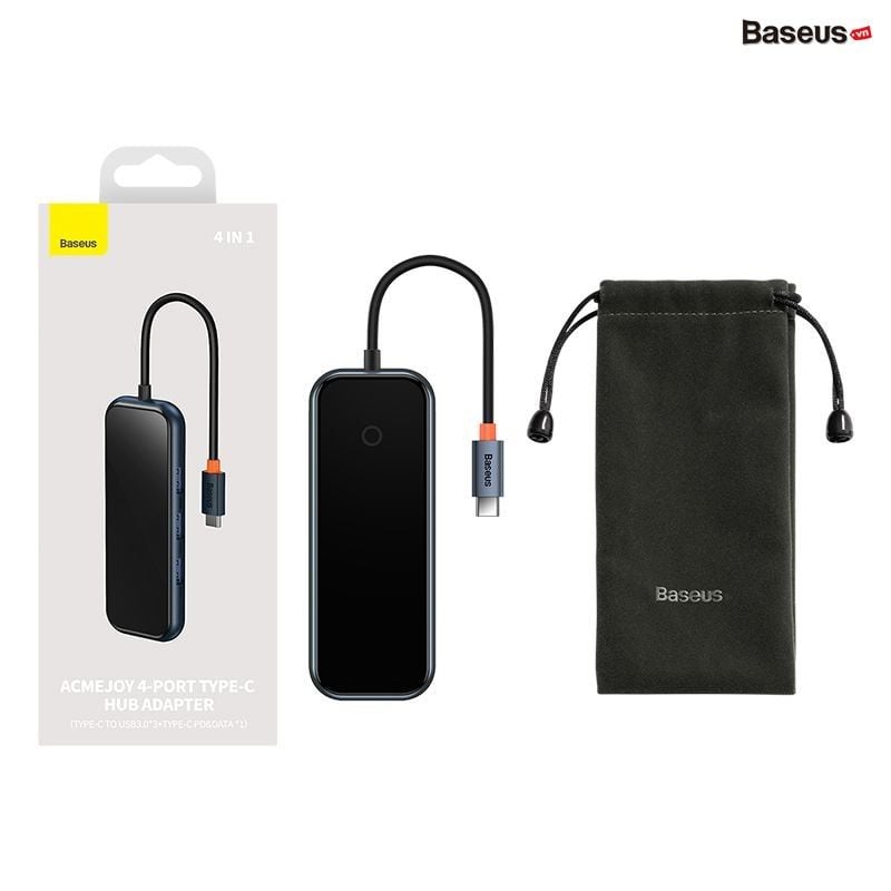Hub Baseus AcmeJoy – Mở rộng đa cổng: HDMI 4K, RJ45, USB 3.0, SD/TF, PD, jack 3.5mm, dùng cho Macbook/iPad/laptop