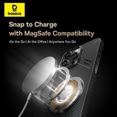 Ốp Lưng Từ Tính Baseus Synthetic Fiber Series For iP 16 Series (0.6mm Ultra Slim, MagSafe Compatibility, Aramid Fiber, Anti-fingerprint, 3D Contoured Edges, Bulletproof-Level Protection, Built-in Temperature Sensing Design)