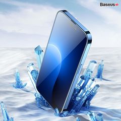 Kính Cường Lực Full HD 8K Cho iPhone 14 series Baseus All-glass SuperCeramic Tempered Glass Film 0.3mm Cellular Dust-proof ( full kính, full viền, Bộ 2 cái + Khung cố định hỗ trợ dán)