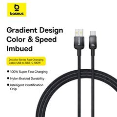 Cáp Sạc Nhanh USB to Type-C Baseus Discolor Series 100W (480Mbps)