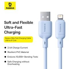 Cáp Sạc Nhanh Baseus Silky Series USB to Lightning 2.4A (480Mbps)