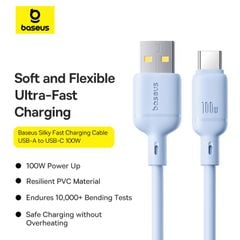 Cáp Sạc Nhanh Baseus Silky Series USB to Type-C 100W (480Mbps)