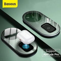 Đế sạc nhanh không dây Baseus Simple 2 in 1 Wireless Charger 15W cho iPhone và Airpods (15W, Wireless Quick charger)